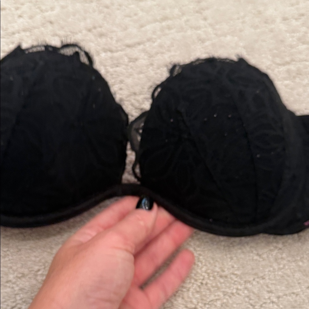 PINK strapless Black Lace Bra